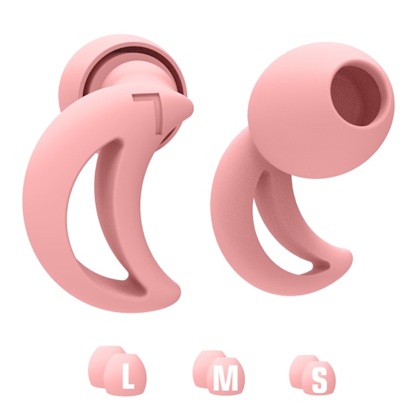 Halvmåneformade brusreducerande silikonöronproppar - 1 par Rosa