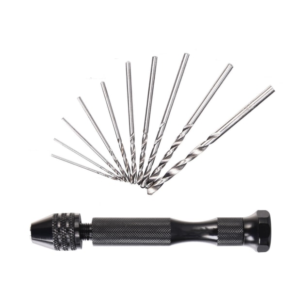 Håndboremaskine med 10 forskellige bits Sort 0.8-3.0 mm