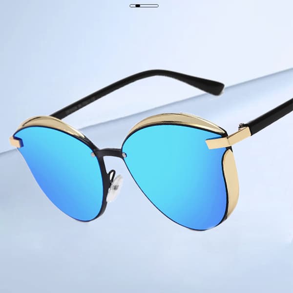 Stilrena speglade solglasögon med guldram Blue Blue