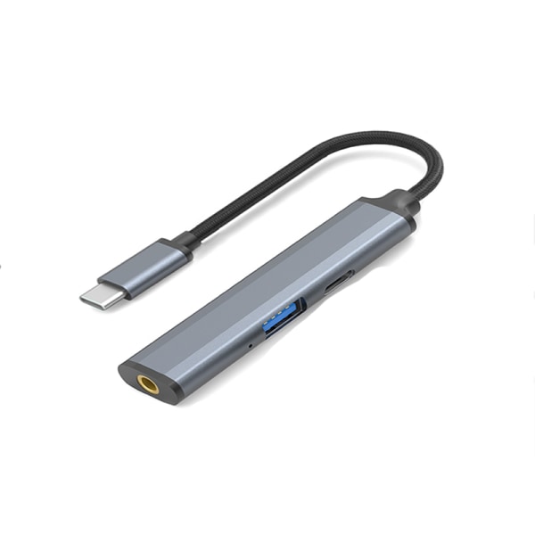 3-in-1 USB Type C Dongle -sovitin vakaalla tiedonsiirrolla Harma Harmaa