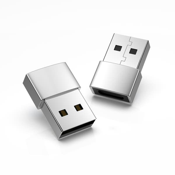 Kompakti hopeinen USB-C - USB 2.0 -sovitin - 2 kpl