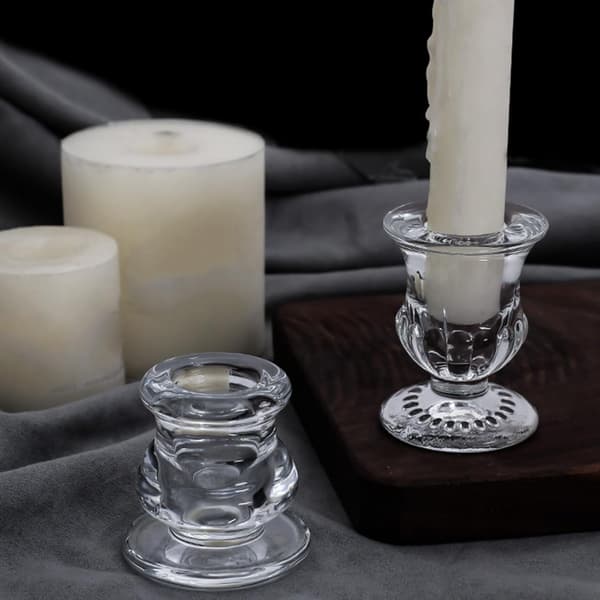 Klar Glas Ljuskopp med Diamantbas - Kristall Tealight Hållare i Nordisk Stil