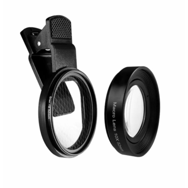 3 i 1 52 mm 10X makroobjektiv med stjärnfilter