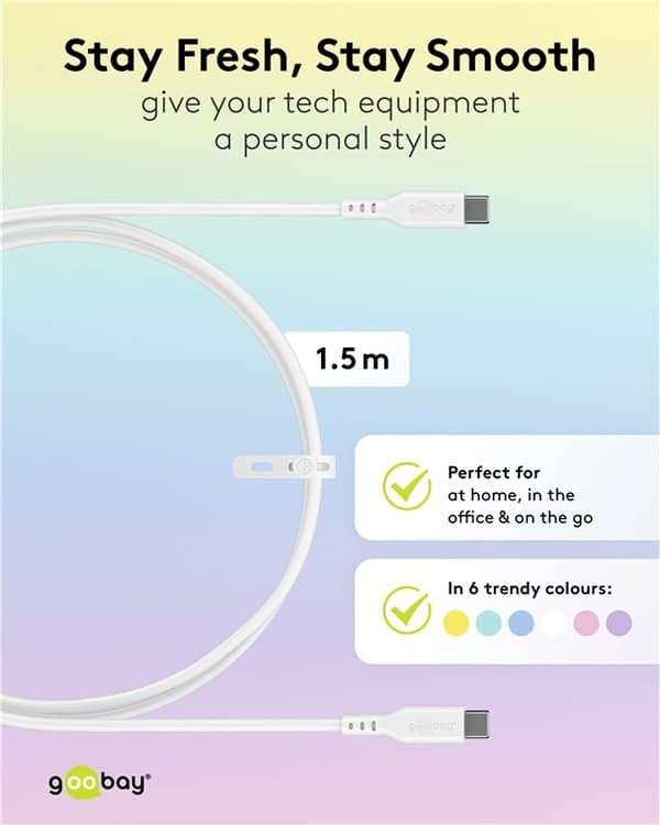 USB-C™-silikonekabel, 1,5 m, gul