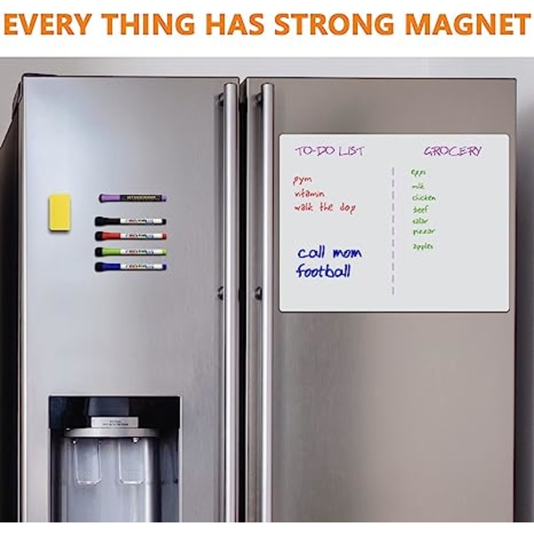 INF Magnetisk whiteboard-tavla för kylskåp Vit A3