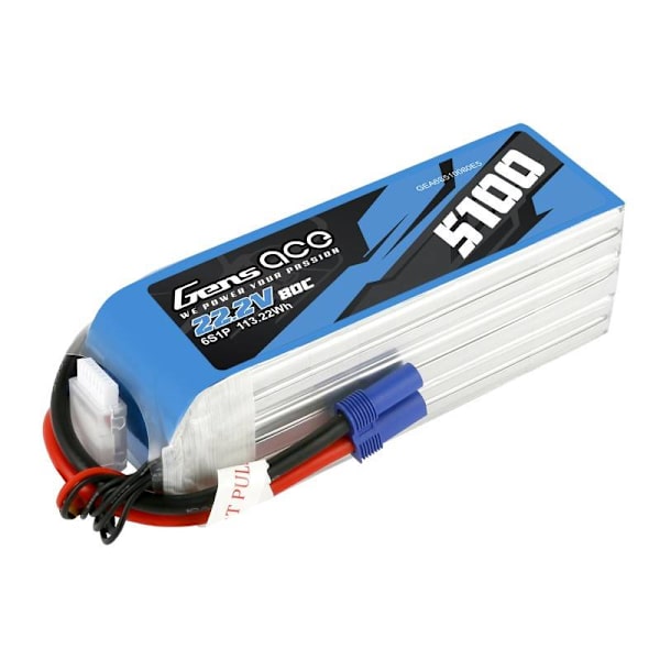 Batteri GensAce 5100mAh 22,2V 80C 6S1P EC5