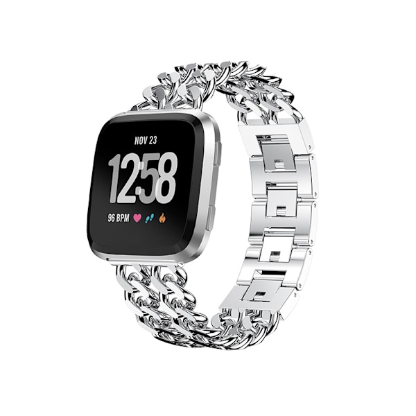 Legering dubbelradig denimkedjerem för Fitbit Versa-serien Fitbit Versa 3 Silver