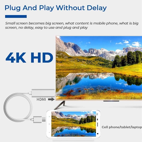 INF USB-C til HDMI-kabel 4K (2 meter) Hvid