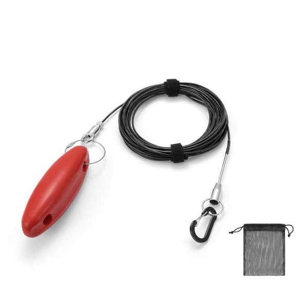 Udendørs agn-stringer 8m lille i 304 rustfrit stål og aluminium, anti-tangle design, hurtig-udløser D-ring, synlig flyde og netpose