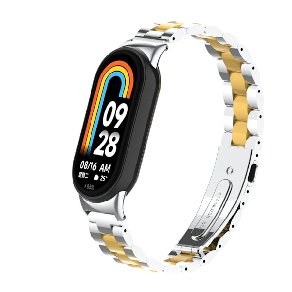 Stilfuldt rustfrit stål armbånd til Xiaomi Mi Band 9 Sølv