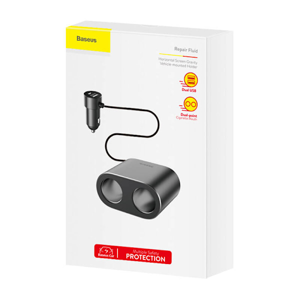 Baseus Lighter socket splitter 2xUSB 3,1A 100W (svart)