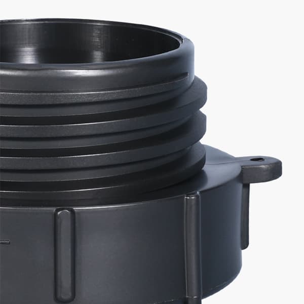 IBC tankadapter 62 fine thread til 60 coarse thread, kompatibel med Schutz IBC-ventil, ABS sort 2-pak, lækagesikring og nem montering