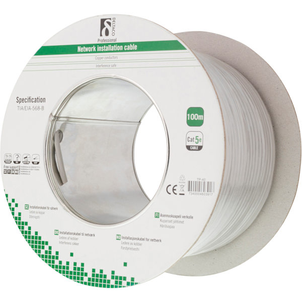 U/UTP installation cable, Cat5e, 100m, grey