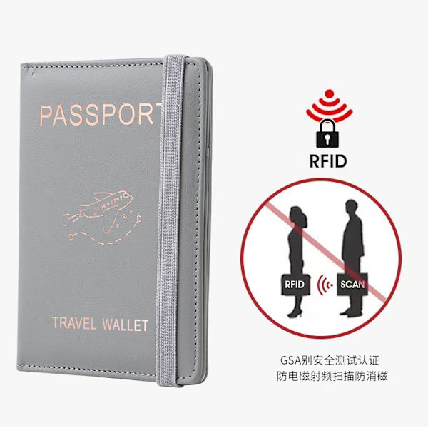 RFID-blokerende pasholder og rejsepung Grey Grey