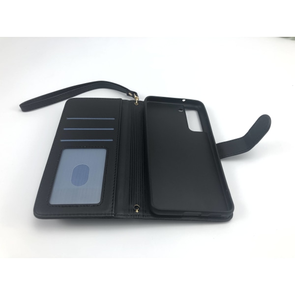 Zipper Flip Telefonfodral Plånboksfodral med kreditkortsfack för Samsung Samsung S21 FE Svart