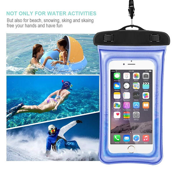 INF Flytande vattentät mobilväska universalstorlek Blå 2 Pack
