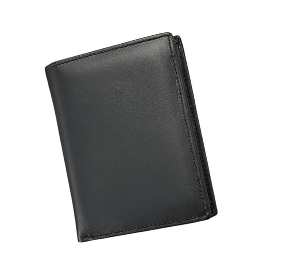RFID-blokerende læderpung til mænd, slank bifold-pung med møntlomme Black Black