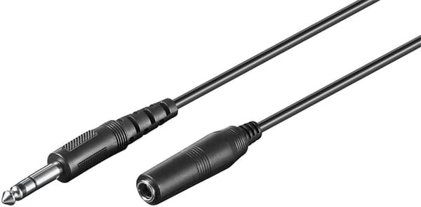 Förlängningskabel för hörlurar och ljud AUX, 3-stift 6,35 mm