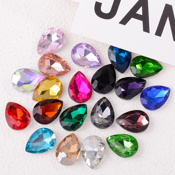 Teardrop Rhinestones Glas Crystal Gems för DIY Crafts 100st Vit M