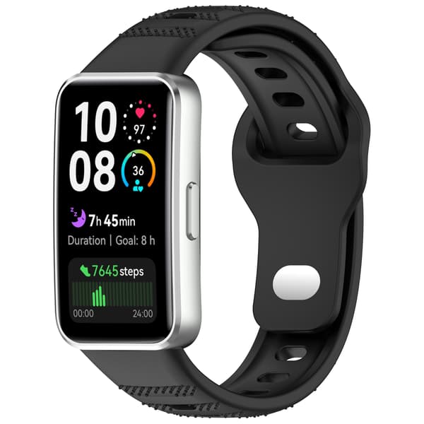 Silikonerem til Huawei Band 10/9/8 - Prikket tekstur Black Black