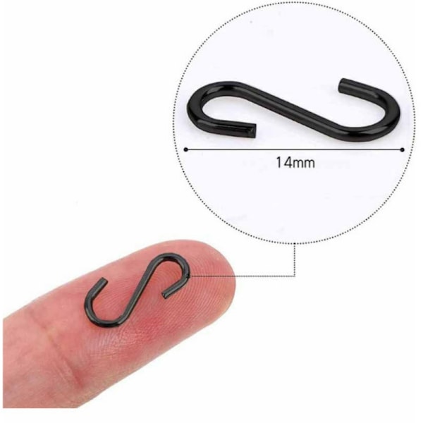 Mini S Krokar i Rostfritt Stål, 100-pack Svart