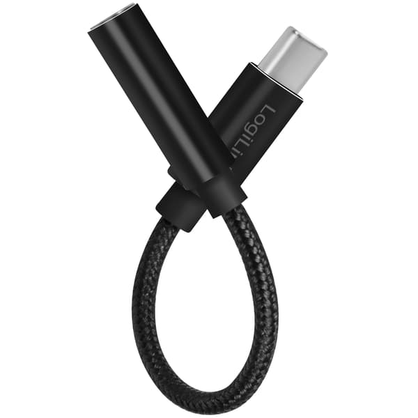 USB-C 3,5mm-ljudadapter DAC nylonkabel 0,13m Svart