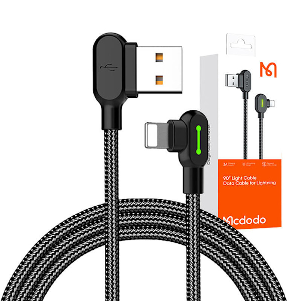 USB-Lightning-kaapeli, Mcdodo CA-4673, kulma, 1,8 m (musta)