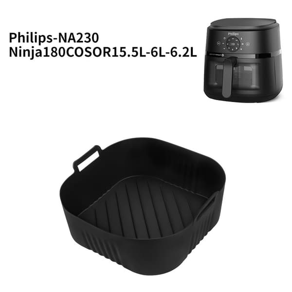 Firkantet Airfryer Bageplade - 23x20.5cm Black Black