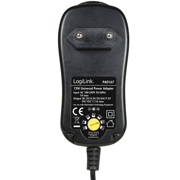Virtalähde 230V-> 3-12V 1A 12W