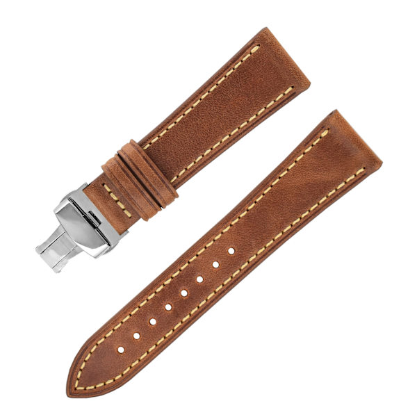 Klockarmband med dubbla knappar med fjärilsspänne Gul 22 mm