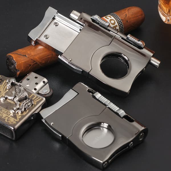 Multifunktionel Skarp Cigar Kutter - Enkelt Blad med Dobbelt Bor (2-9mm) Silver Silver