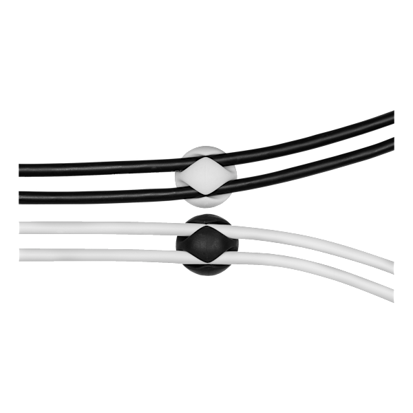 Self adhesive cable holder in rubber 6pack black/white/grey