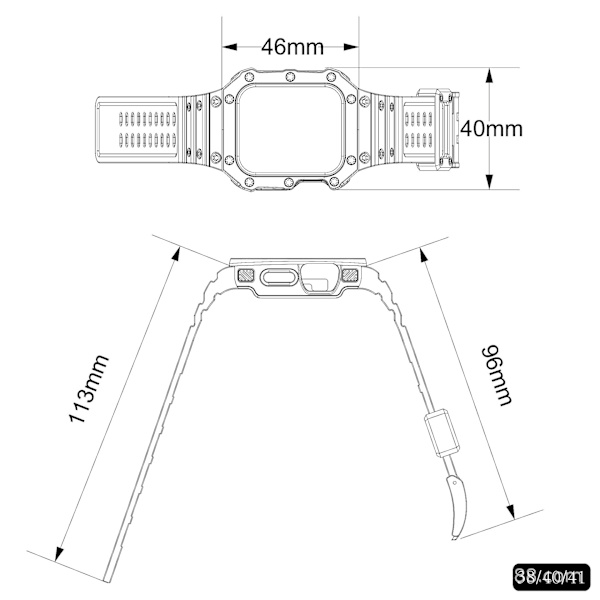 Urrem til Apple Watch Grå+sølv 42/44/45 mm