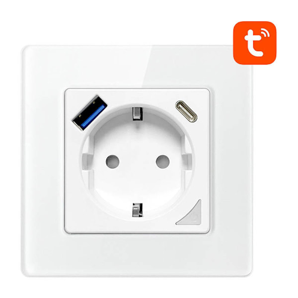 Smart WiFi vägguttag Avatto N-WOT10-USB-W TUYA USB USB-C (vit)