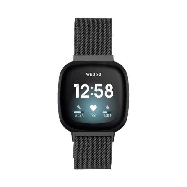 Fitbit Versa 3 / Sense ranneke ruostumaton teräs musta