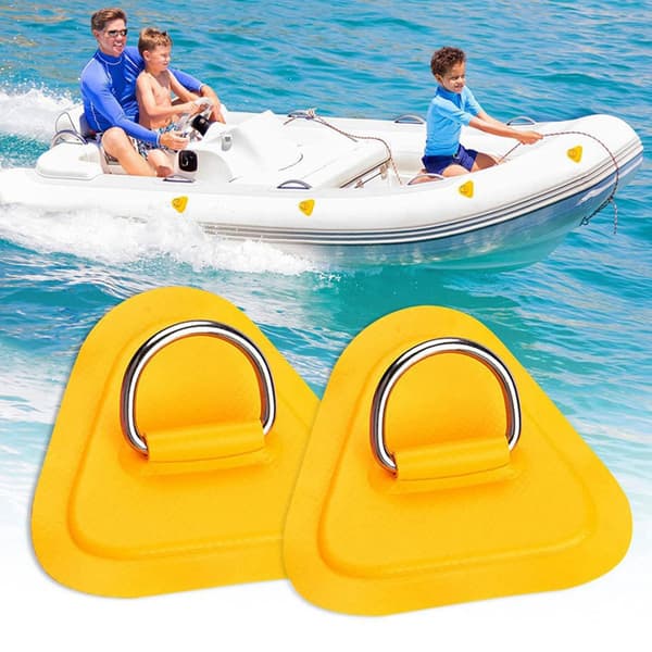 D-ring patch kit för kajak säkra fästen för kajak, uppblåsbara båtar, SUP och jollar med PVC-bakade lappar, rostfria D-ringar och 2.5 rep