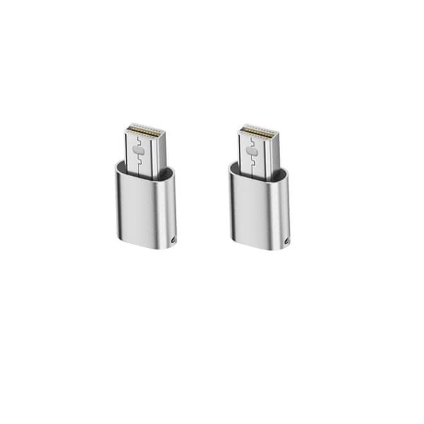 USB-C virtuaalinäyttöadapteri miniDP-emuloinnilla HDR-tuki etätyöihin ja GPU-passthrough, avainketju LED, alumiini hopea