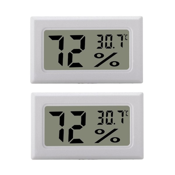 Mini LCD Hygrometer / Termometer Hvid 2-pakke
