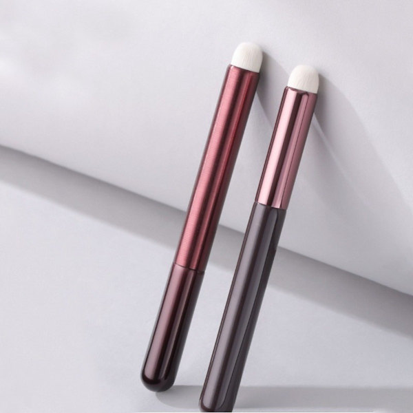 Concealer Lip Brush Set - 5pc Chocolate Brown Round-Head Lip & Blending Brushes for Precise Matte Application