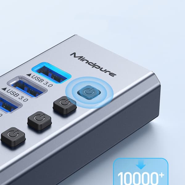 USB 3.0-hub med 16 porte, individuelle afbrydere, 5 Gbps og 12V/4A-strømforsyning
