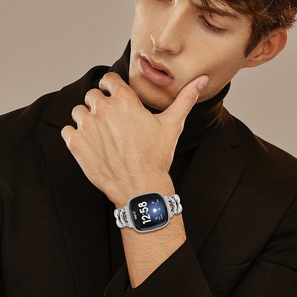 Klockarmband i Rostfritt Stål för Fitbit Versa 4 Silver