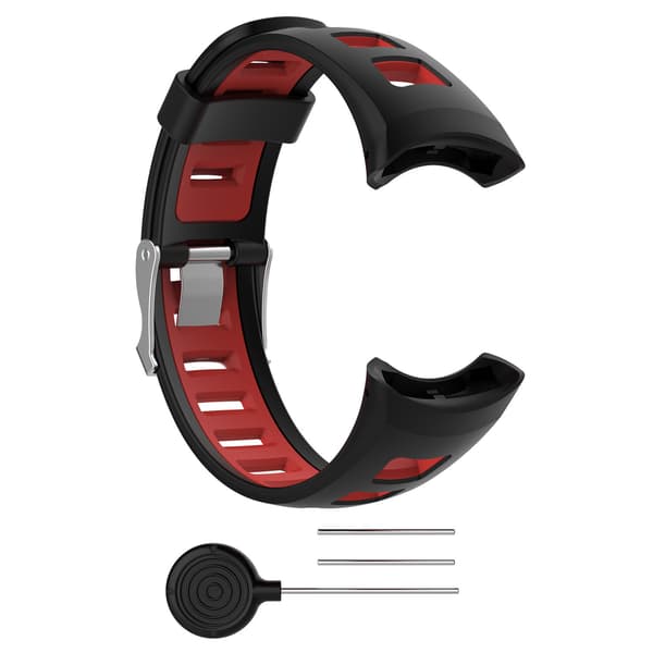 Silikone urrem til Suunto Quest/M1/M2/M4/M5 Black+Red Black+Red