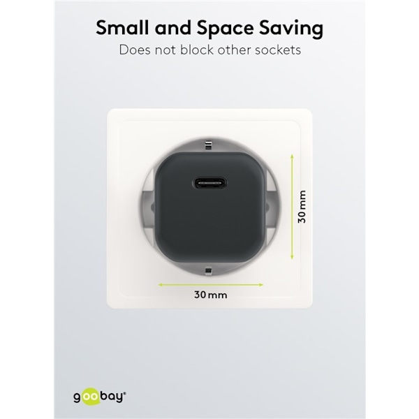 USB-C™ PD GaN hurtigoplader Nano (30 W) sort