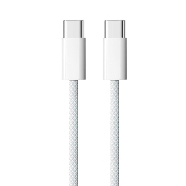 2-pack flätad USB-C till USB-C-kabel - grå och vit 1M