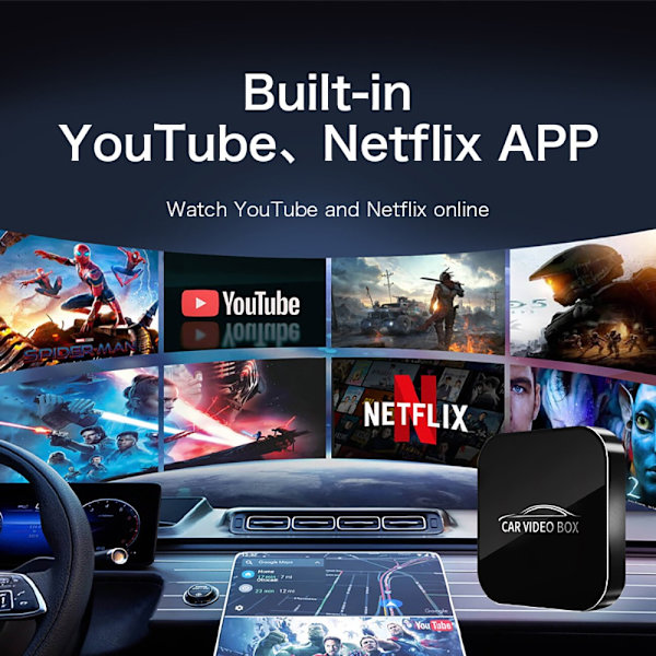 4+64G Bil Android Box: 3-i-1 Trådlös CarPlay & Android Auto Adapter
