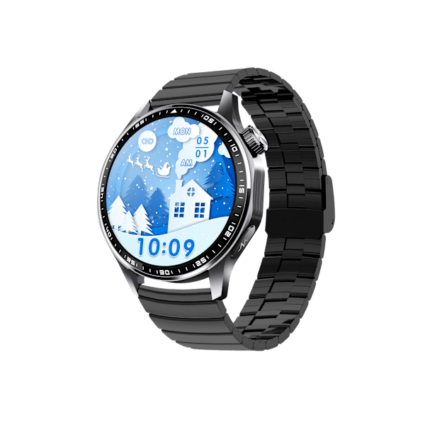 Smartwatch med EKG, pulsmåler, blodtryksmåler og skridttæller Black Bamboo Edition rem