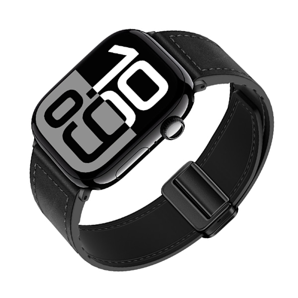 Armband i äkta läder för Apple Watch Svart S