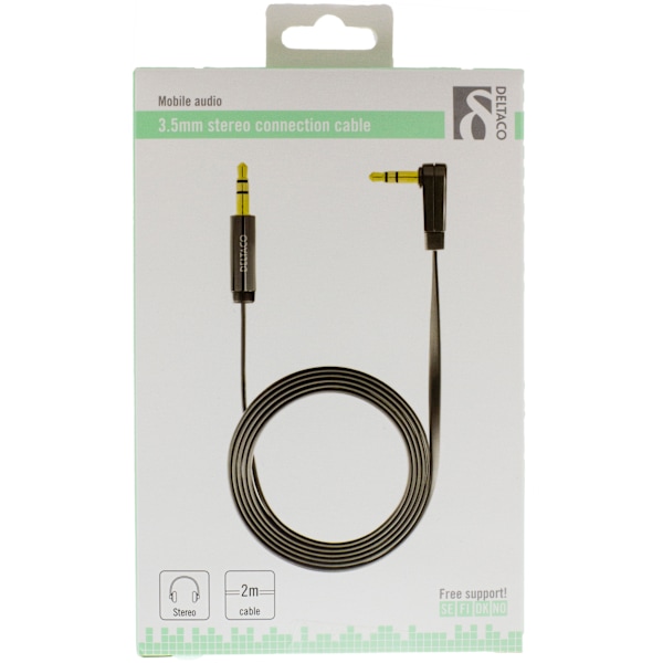 Audio cable, angled 3.5mm male - 3.5mm male, 2m, black