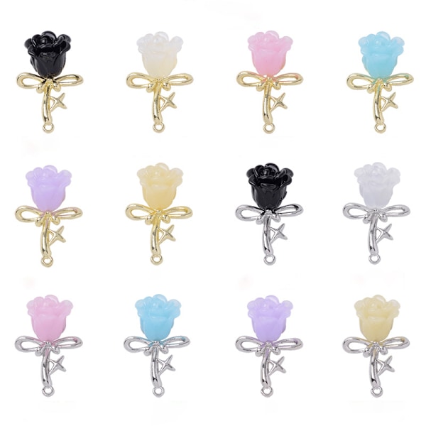 Rose Flower Charms Smykkefremstilling Charms DIY Smykker Sort