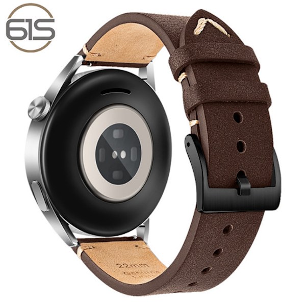 Armband i äkta läder för Huawei GT4 Pro Brun+svart 20 mm